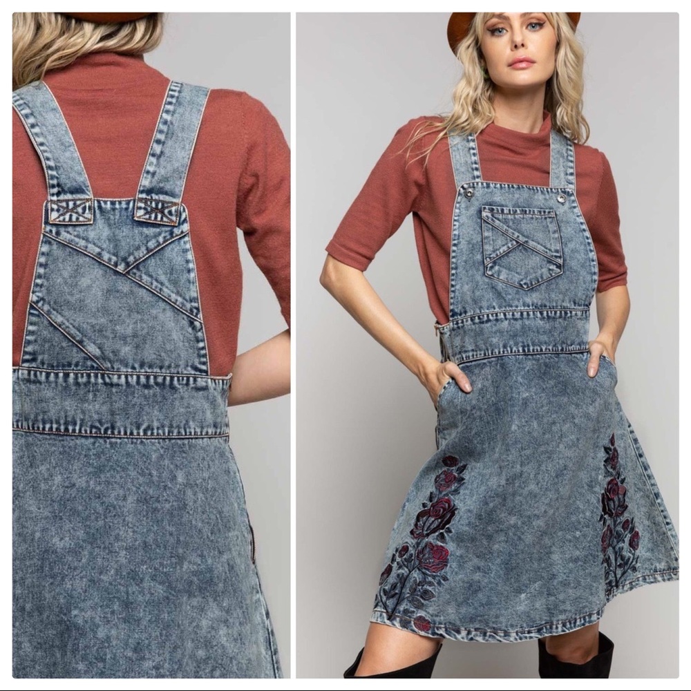 POL Vintage 80's Stone Washed Coverall Denim Dress - Picture 5 of 10